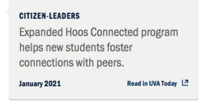 Citizen-leaders: Expanded Hoos Connected program helps new students foster connections with peers